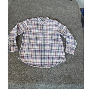 Gymboree Mens Purple Blue Plaid Button Down Shirt Long Sleeve Cotton Size L/G